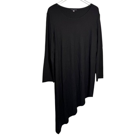 Bryn Walker Black Knit Dress Tunic Trapeze XL Asymmetric long sleeve - Picture 7 of 7